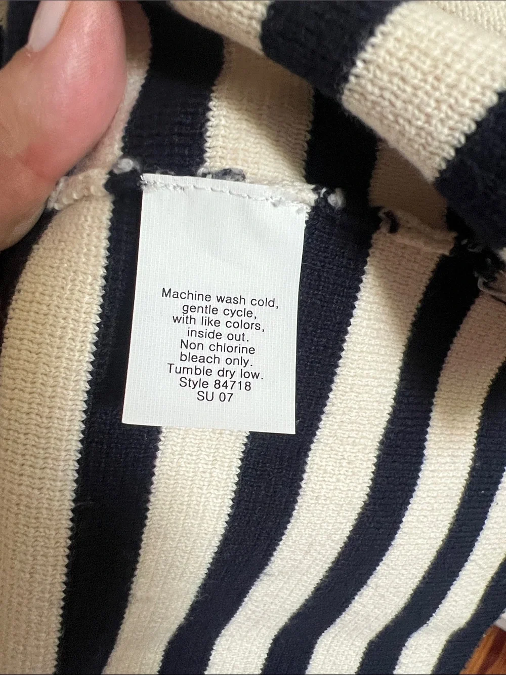 J.Crew Striped Double Breasted Navy Blue Ivory Knit Sweater Blazer Jacket XS - Picture 7 of 8